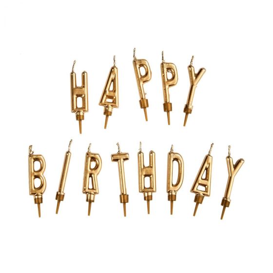 HAPPY BIRTHDAY - σετ κεριά, χρυσό