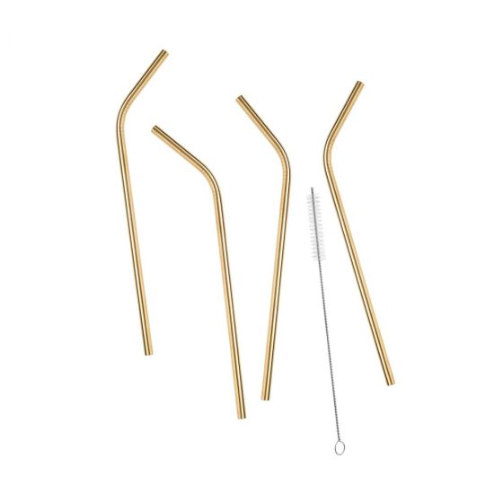 MANHATTAN LOUNGE - καλαμάκια από ανοξείδωτο χάλυβα χρυσά 4 τμχ