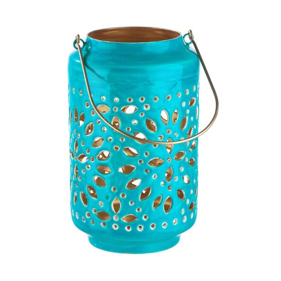 BLUE MAROCCO - φανάρι πετρόλ/χρυσό 25cm