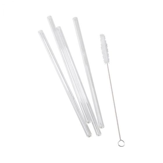 LONG DRINK - καλαμάκια γυάλινα διαφανή σετ 5τεμ