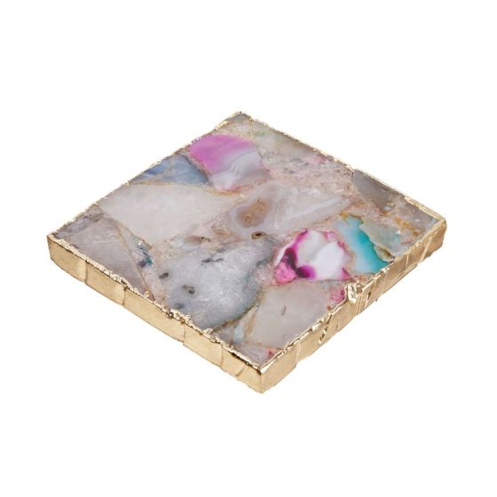 CRYSTAL - σουβέρ από αχάτη 10x10cm πολύχρωμο