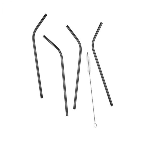 MANHATTAN LOUNGE - καλαμάκια από ανοξείδωτο χάλυβα μαύρα 4 τμχ.