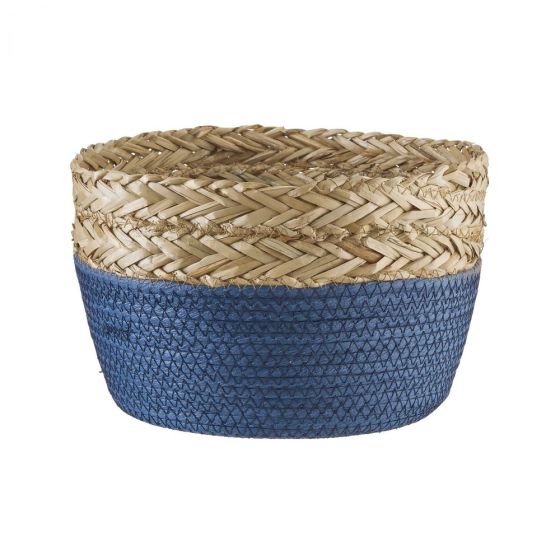 RUSH ROPE - καλάθι στρογγυλό μπλε/φυσικό μέγεθος M