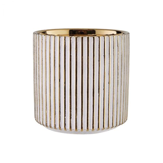 GOLDIE - κασπό Δ12cm ριγέ λευκό