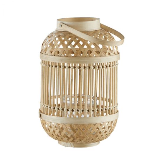 BAMBOO NIGHTS - φανάρι από μπαμπού και γυαλί, 30cm