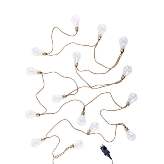 BULB LIGHTS - 15 LED λάμπες με φυσικό σχοινί και μετασχηματιστή