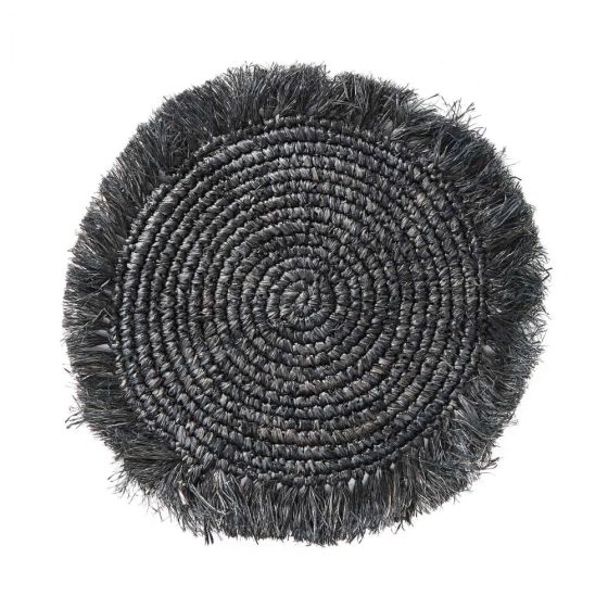 RAFFIA - σουπλά με κρόσια μαύρο