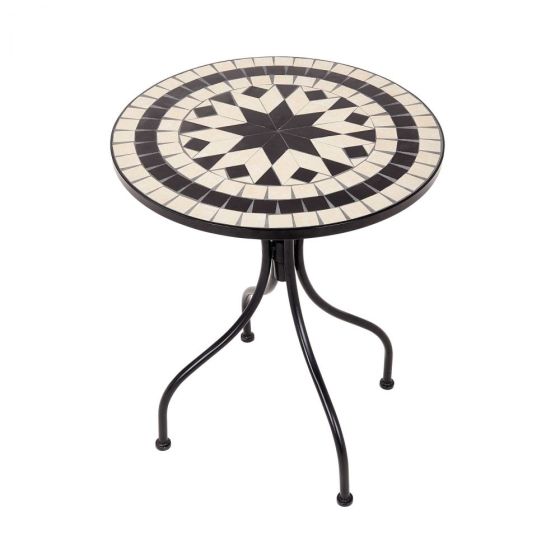 PALAZZO - τραπέζι Bistro Δ55cm κρεμ-μαύρο