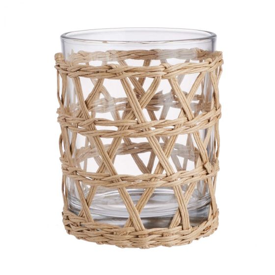 LE HAVRE - κηροπήγιο από γυαλί και rattan Δ8cm