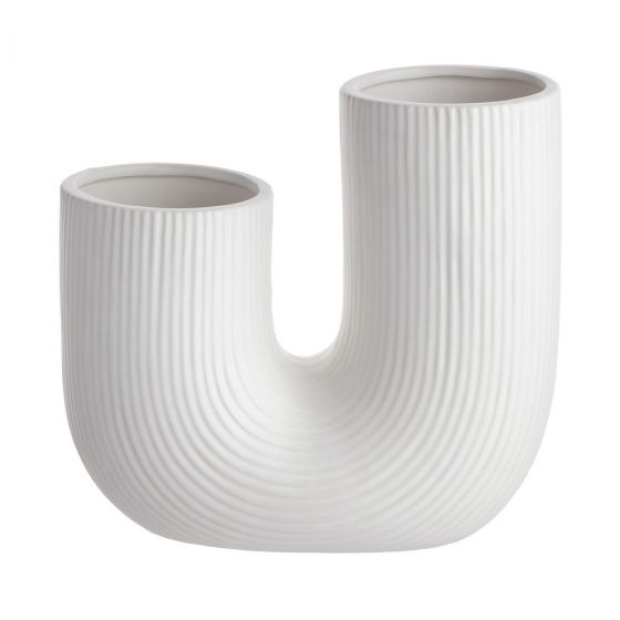 TUBE - βάζο κεραμικό 25cm, λευκό