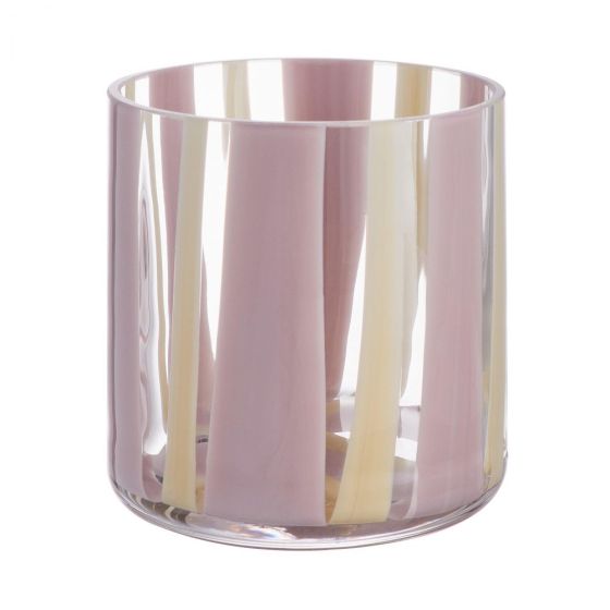 LINES - κηροπήγιο Δ10cm, ροζ/μπεζ