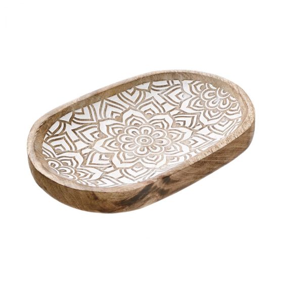 FATIMA - διακοσμητικό μπολ από ξύλο mango με ανάγλυφο μοτίβο