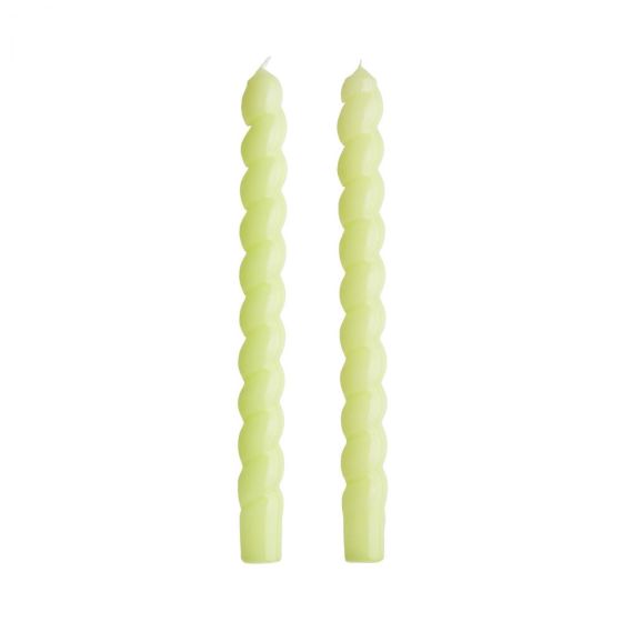 TWISTED - κεριά 2 τεμάχια με γυαλιστερή επιφάνεια Υ25,5cm, πράσινα