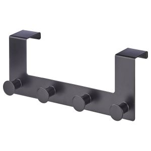 BASIC - κρεμάστρα μεταλλική πόρτας με 4 γάντζους, μαύρο