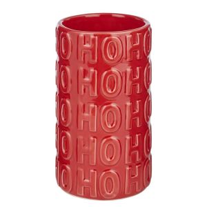 STATEMENT - βάζο από Δολομίτη "HOHOHO" 18cm, κόκκινο