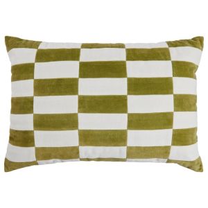 CHECKER VELVET - μαξιλάρι καρό 40x60 cm, πράσινο