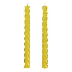 TWISTED - κεριά σετ 2 τεμαχίων με γυαλιστερή επιφάνεια, κίτρινο