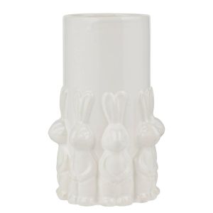 EASTER - Πασχαλινό βάζο με διακοσμητικά λαγουδάκια, λευκό