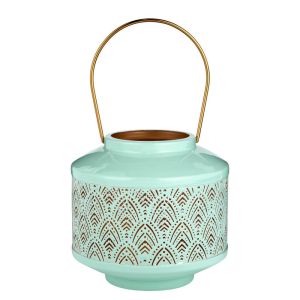 WABI SABI - φανάρι μεταλλικό με διάτρητο μοτίβο Δ18cm, τιρκουάζ