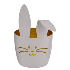 EASTER - Πασχαλινό κηροπήγιο μεταλλικό με αυτάκια, λευκό