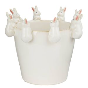 CIRCLE OF FRIENDS - κασπό κεραμικό με διακοσμητικά λαγουδάκια Δ18cm