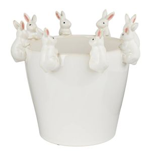 CIRCLE OF FRIENDS - κασπό κεραμικό με διακοσμητικά λαγουδάκια Δ22cm