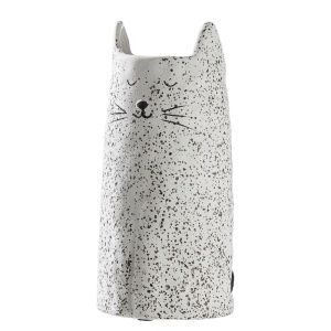 GATO - βάζο κεραμικό σε σχήμα γάτας 20cm, λευκό