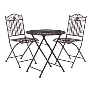 TERRACE HILL - σετ 2 καρέκλες και ένα τραπέζι, καφέ rusty