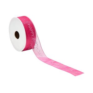 RIBBON - κορδέλα HAPPY BIRTHDAY ροζ 3m x 25mm
