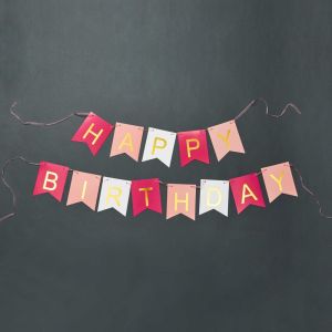BANNER DAY - γιρλάντα "HAPPY BIRTHDAY" ροζ