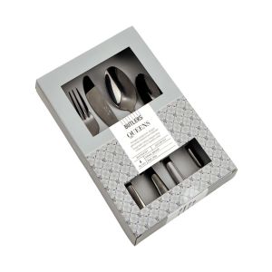 QUEENS - μαχαιροπίρουνα σε μαύρο, σετ 4 τεμάχια