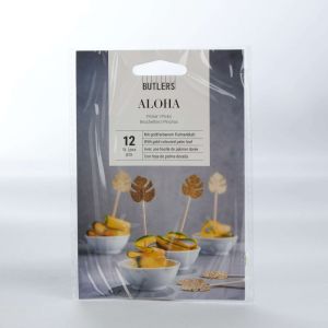 ALOHA - στικ με διακοσμητικό "monstera" σετ των 12 τεμαχίων