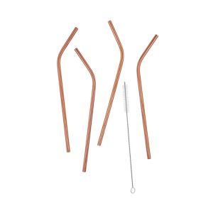 MANHATTAN LOUNGE - καλαμάκια από ανοξείδωτο χάλυβα ροζ-χρυσό 4 τμχ.