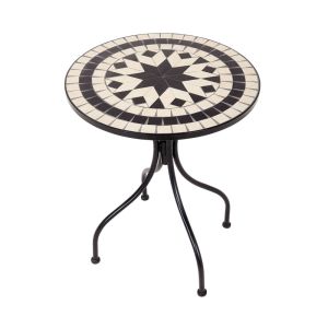 PALAZZO - τραπέζι Bistro Δ55cm κρεμ-μαύρο