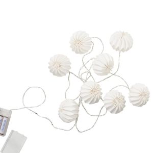 HANAMI - LED αλυσίδα φωτισμού 8 τμχ από χαρτί, λευκό. Λειτουργεί με μπαταρίες & USB.