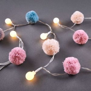 HIPPIE LIGHTS - λαμπάκια LED με πολύχρωμα "pon pon" 165cm, λειτουργεί και με USB
