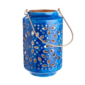 BLUE MAROCCO - φανάρι μεταλλικό 25cm μπλε/χρυσό