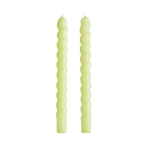 TWISTED - κεριά 2 τεμάχια με γυαλιστερή επιφάνεια Υ25,5cm, πράσινα