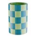 CHECKER - βάζο κεραμικό Υ22cm, μπλε/μέντα