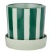 CIRCUS - κασπό ριγέ κεραμικό 20cm με πιατάκι, πράσινο