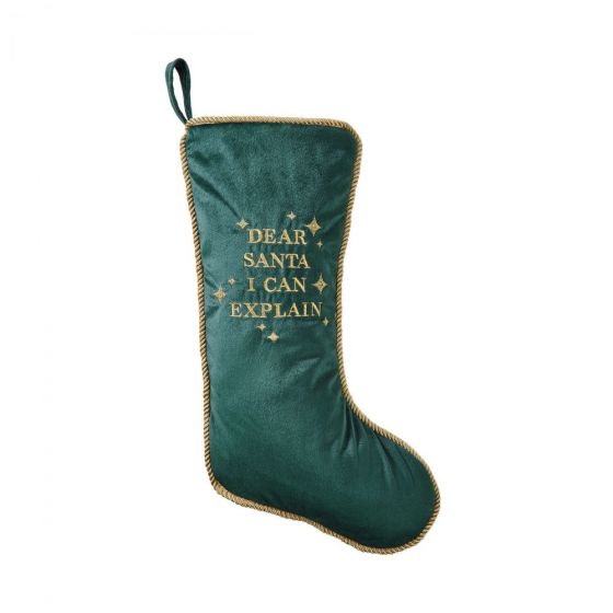 NAUGHTY OR NICE - "Χριστουγεννιάτικη" κάλτσα, "Dear Santa I can explain", πράσινη
