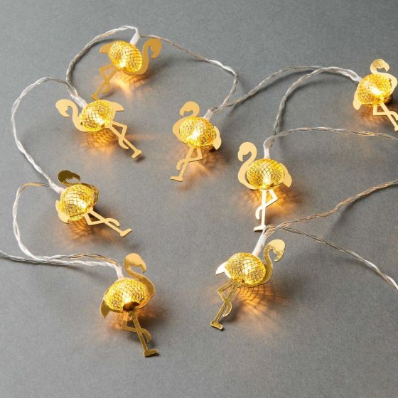 MIAMI - LED φωτεινή αλυσίδα με φλαμίνγκο 165 cm χρυσή
