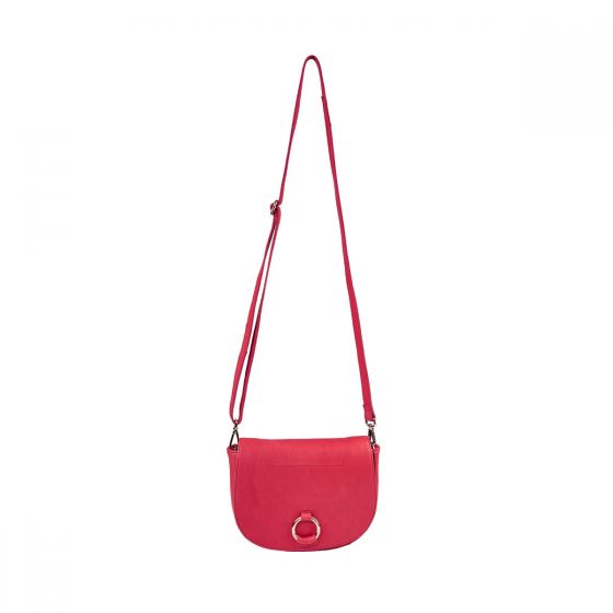 BOUTIQUE - τσάντα saddle, με μεταλλικό κρίκο, κόκκινη