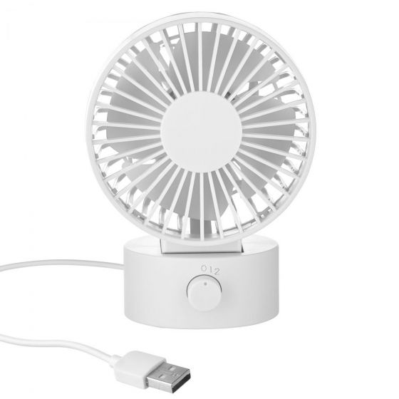 AIR WAVE - mini ανεμιστήρας με καλώδιο USB, λευκό