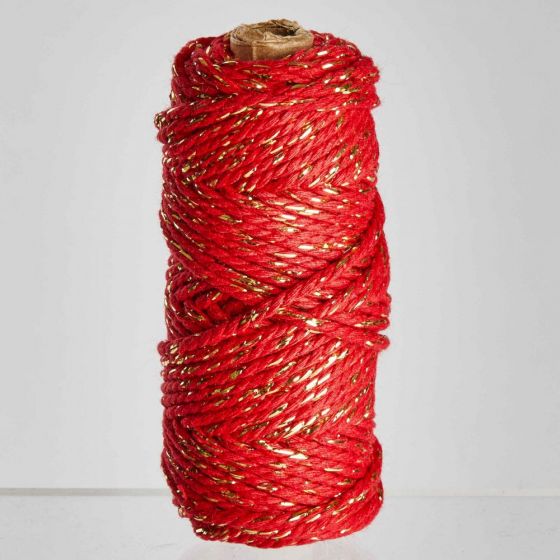 RIBBON - κορδέλα cord with lurex 25m x Δ4mm red