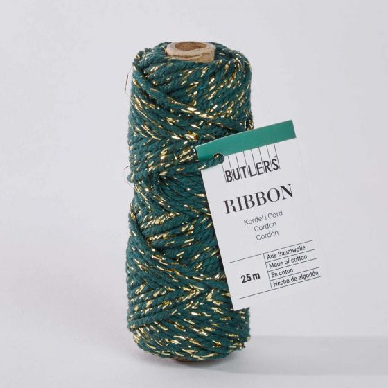 RIBBON - σπάγγος με lurex σε πράσινο χρώμα, 25m x Δ4mm