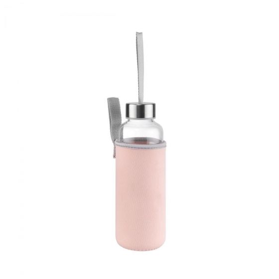 SMOOTHIE - γυάλινο μπουκάλι με επένδυση, ανοιχτό ροζ, 500ml