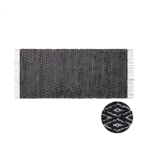 ETHNO LODGE - χαλί διάδρομος 70x140cm, με ρόμβους, μαύρο