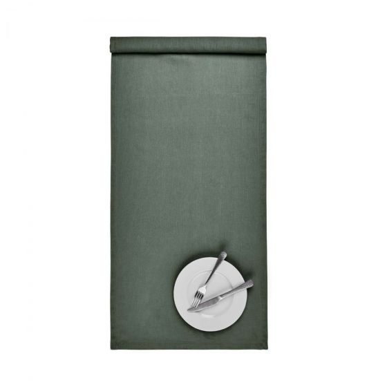 RIGA - runner λινό 160x50 cm σκούρο πράσινο