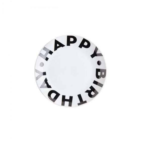 HAPPY BIRTHDAY - πιάτο 20 cm μαύρο